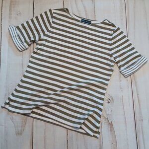 Karen Scott Yacht Club Striped Rolled Cuff Sleeve Shirt 💦⛵